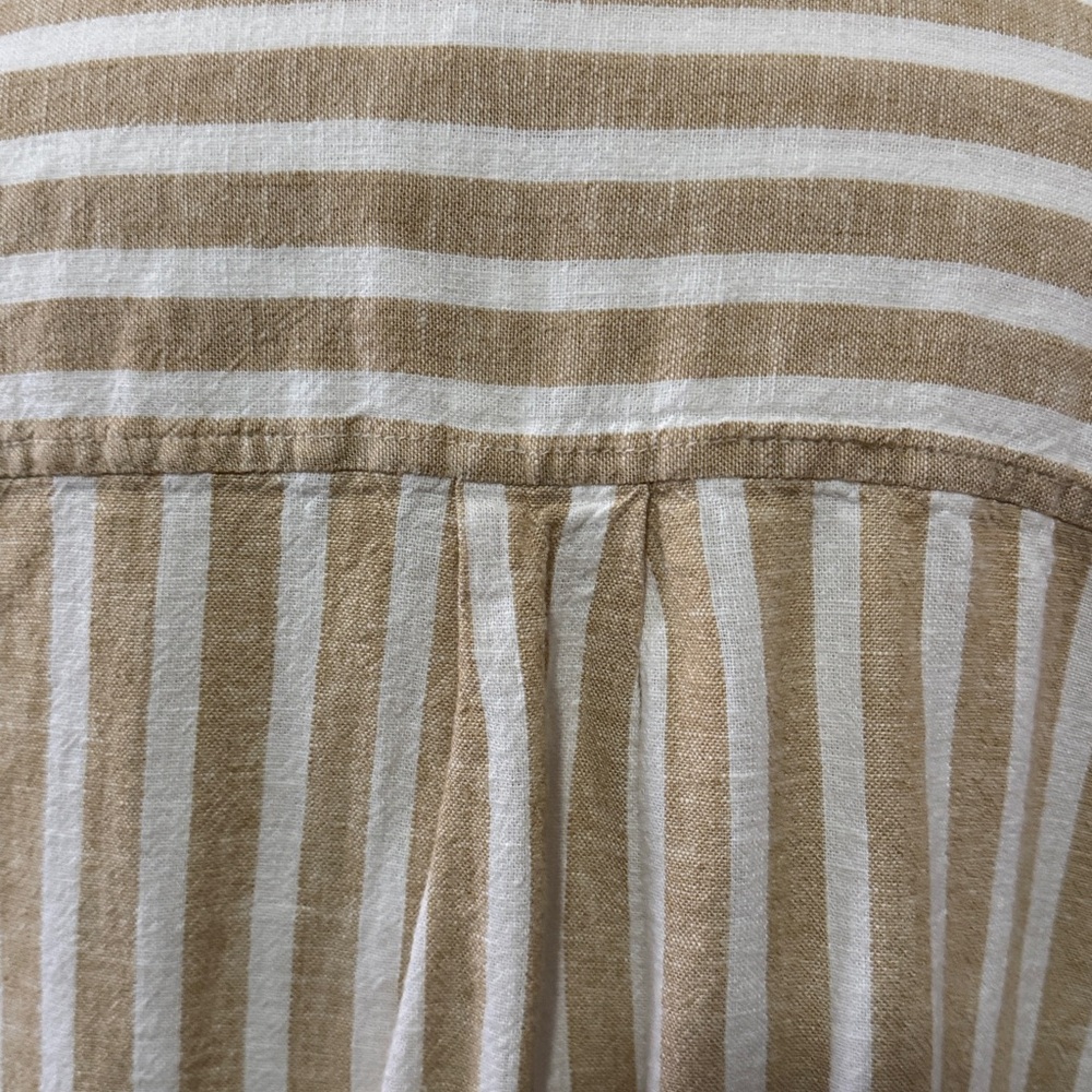 Wmns Universal Thread Linen/Rayon Blend Button Up Shirt-Sz XL-Tan/White Stripes - Picture 10 of 16